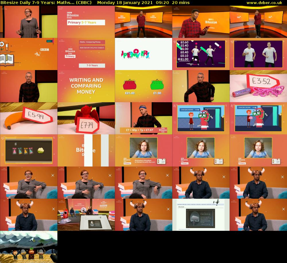 Bitesize Daily 7-9 years: Maths... (CBBC) Monday 18 January 2021 09:20 - 09:40