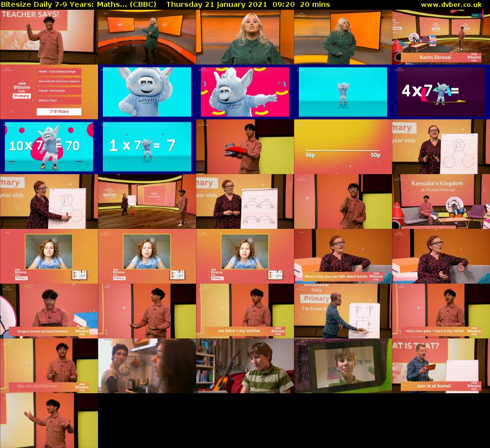 Bitesize Daily 7-9 years: Maths... (CBBC) Thursday 21 January 2021 09:20 - 09:40