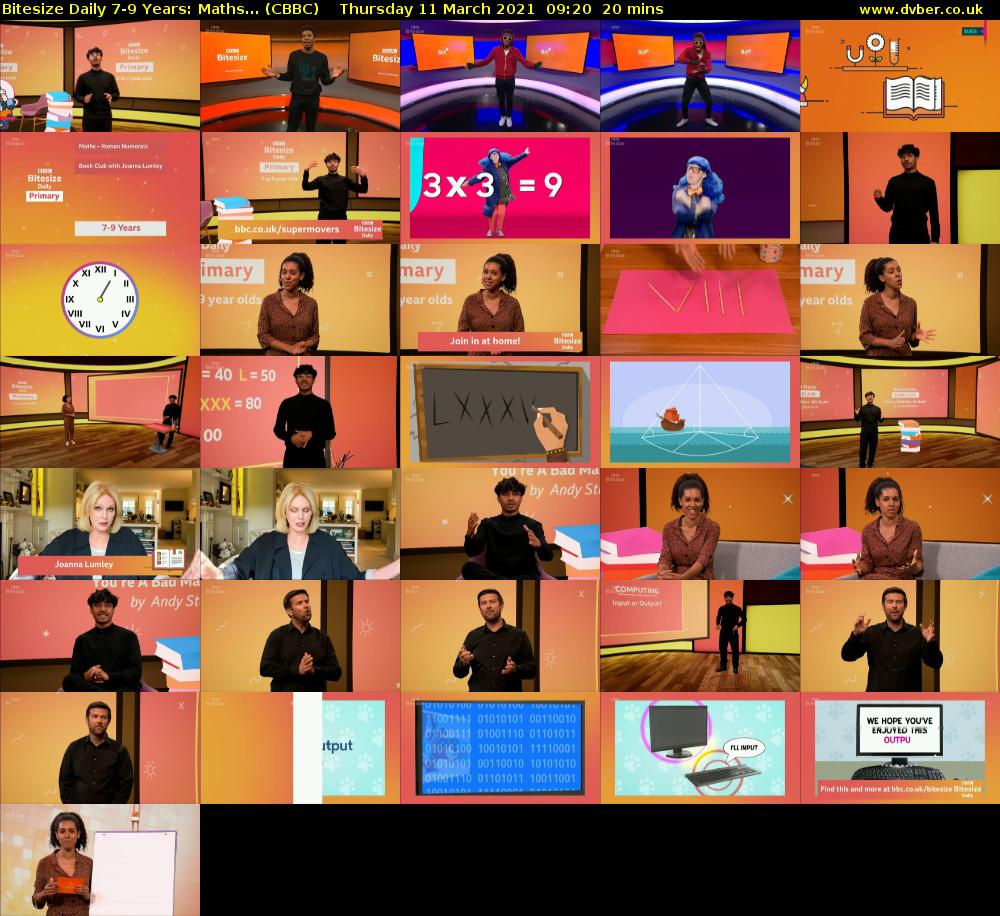Bitesize Daily 7-9 years: Maths... (CBBC) Thursday 11 March 2021 09:20 - 09:40