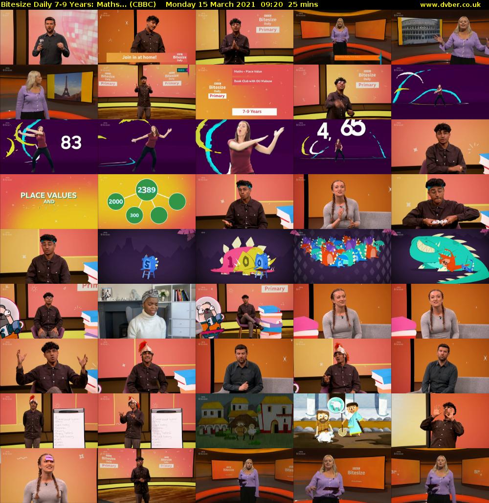 Bitesize Daily 7-9 years: Maths... (CBBC) Monday 15 March 2021 09:20 - 09:45
