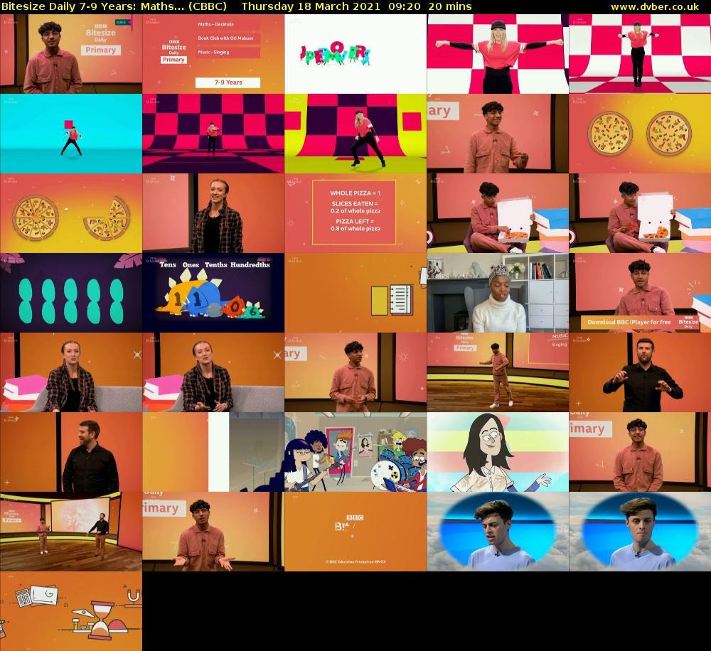 Bitesize Daily 7-9 years: Maths... (CBBC) Thursday 18 March 2021 09:20 - 09:40