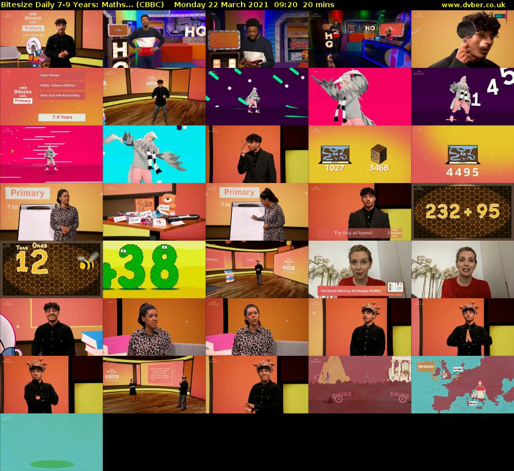 Bitesize Daily 7-9 years: Maths... (CBBC) Monday 22 March 2021 09:20 - 09:40