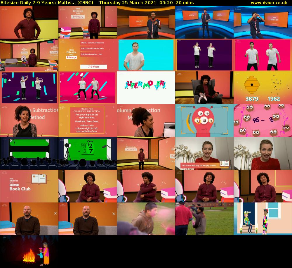 Bitesize Daily 7-9 years: Maths... (CBBC) Thursday 25 March 2021 09:20 - 09:40