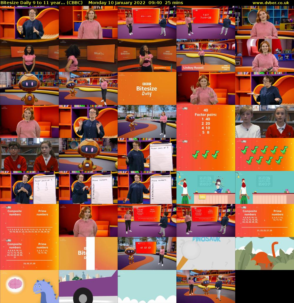 Bitesize Daily 9 to 11 year... (CBBC) Monday 10 January 2022 09:40 - 10:05