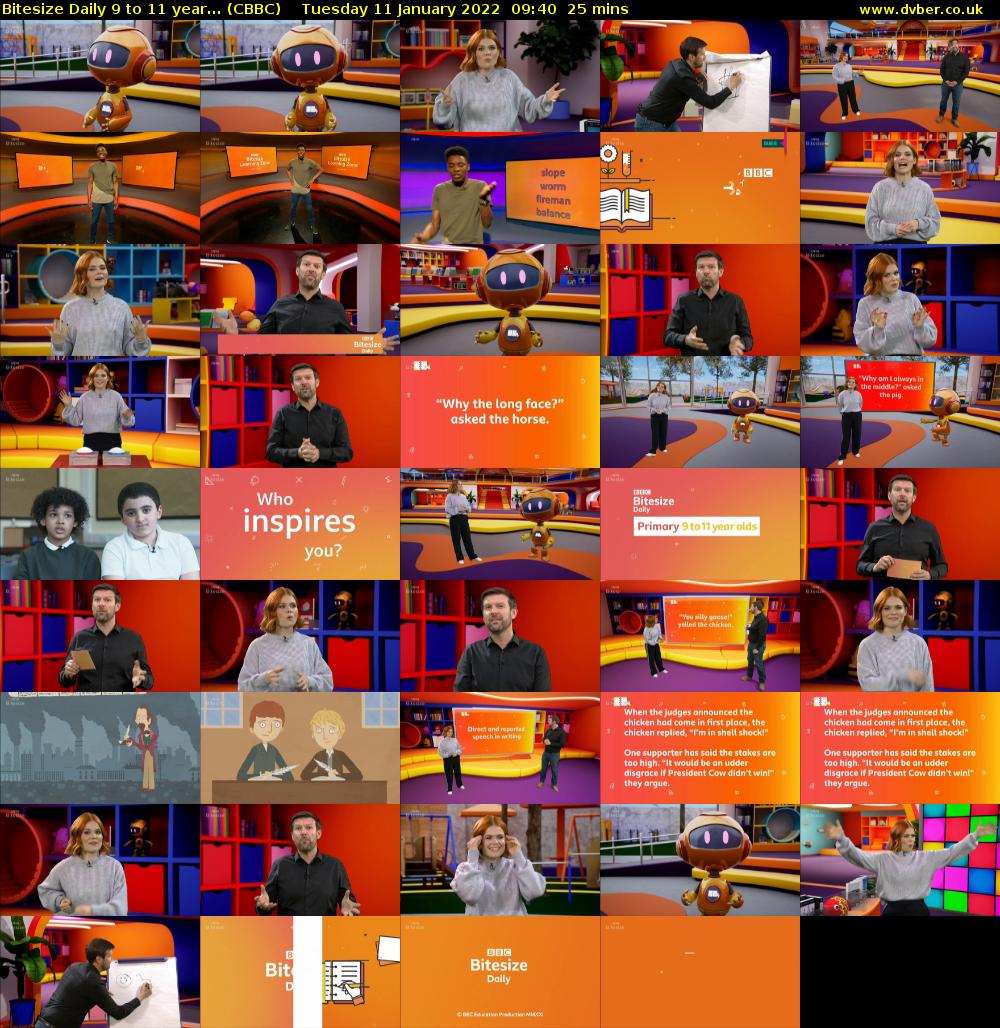 Bitesize Daily 9 to 11 year... (CBBC) Tuesday 11 January 2022 09:40 - 10:05