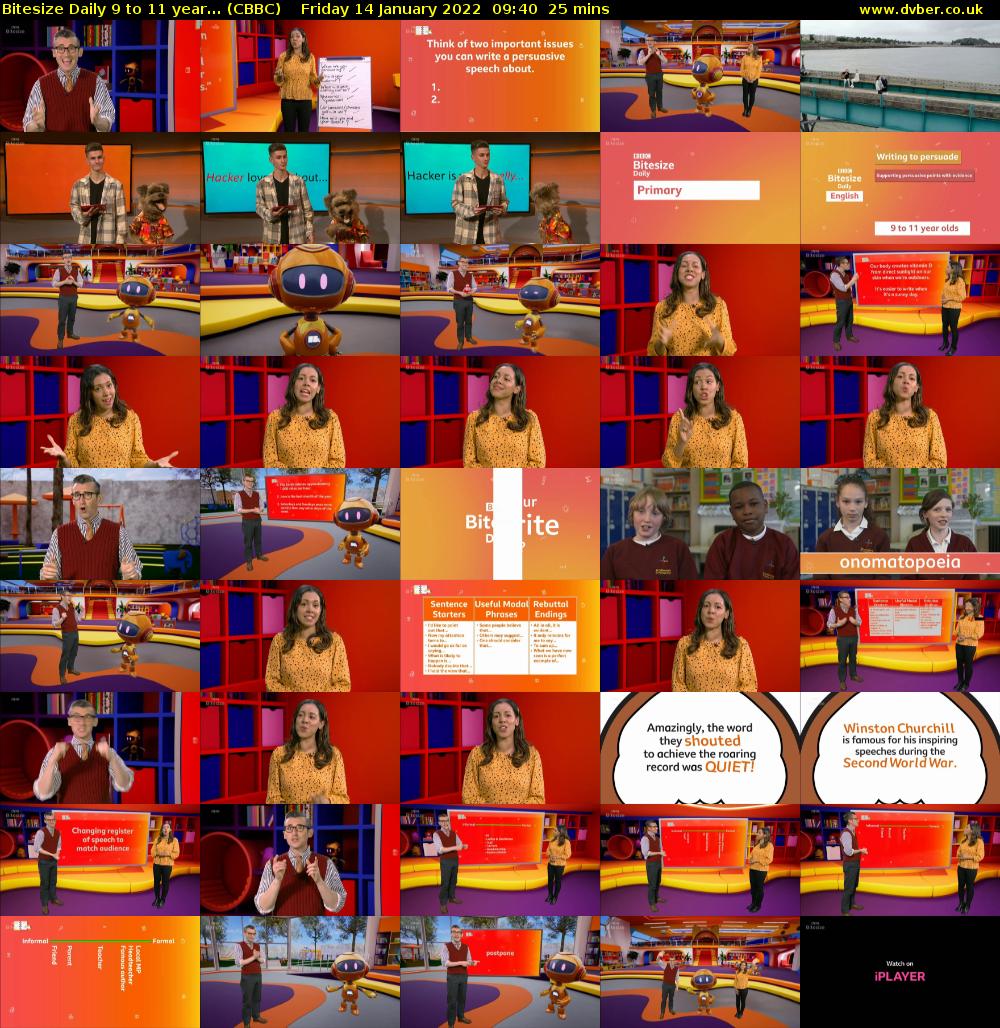 Bitesize Daily 9 to 11 year... (CBBC) Friday 14 January 2022 09:40 - 10:05