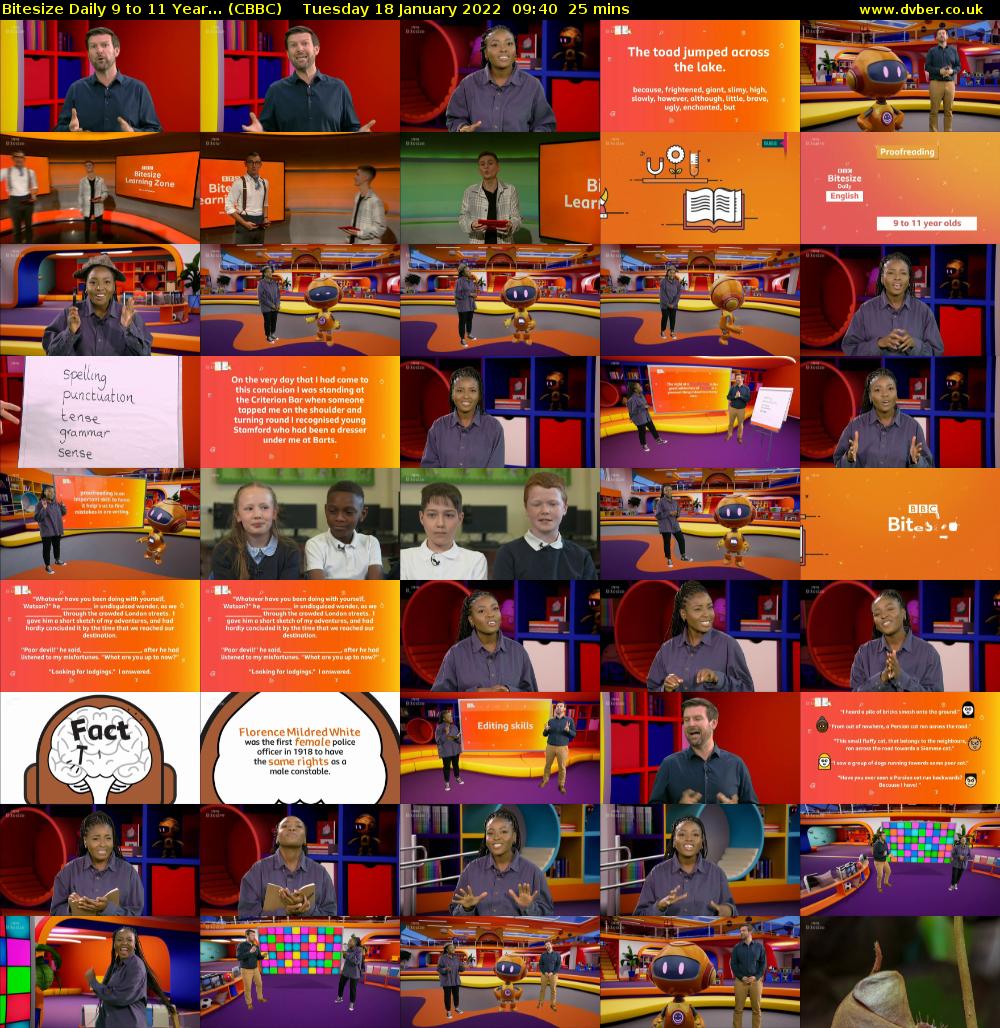 Bitesize Daily 9 to 11 year... (CBBC) Tuesday 18 January 2022 09:40 - 10:05