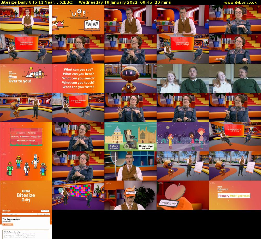Bitesize Daily 9 to 11 year... (CBBC) Wednesday 19 January 2022 09:45 - 10:05