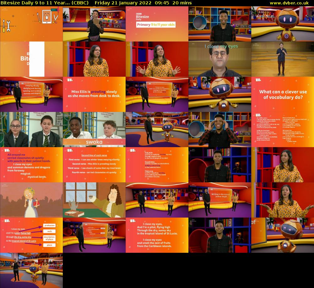 Bitesize Daily 9 to 11 year... (CBBC) Friday 21 January 2022 09:45 - 10:05