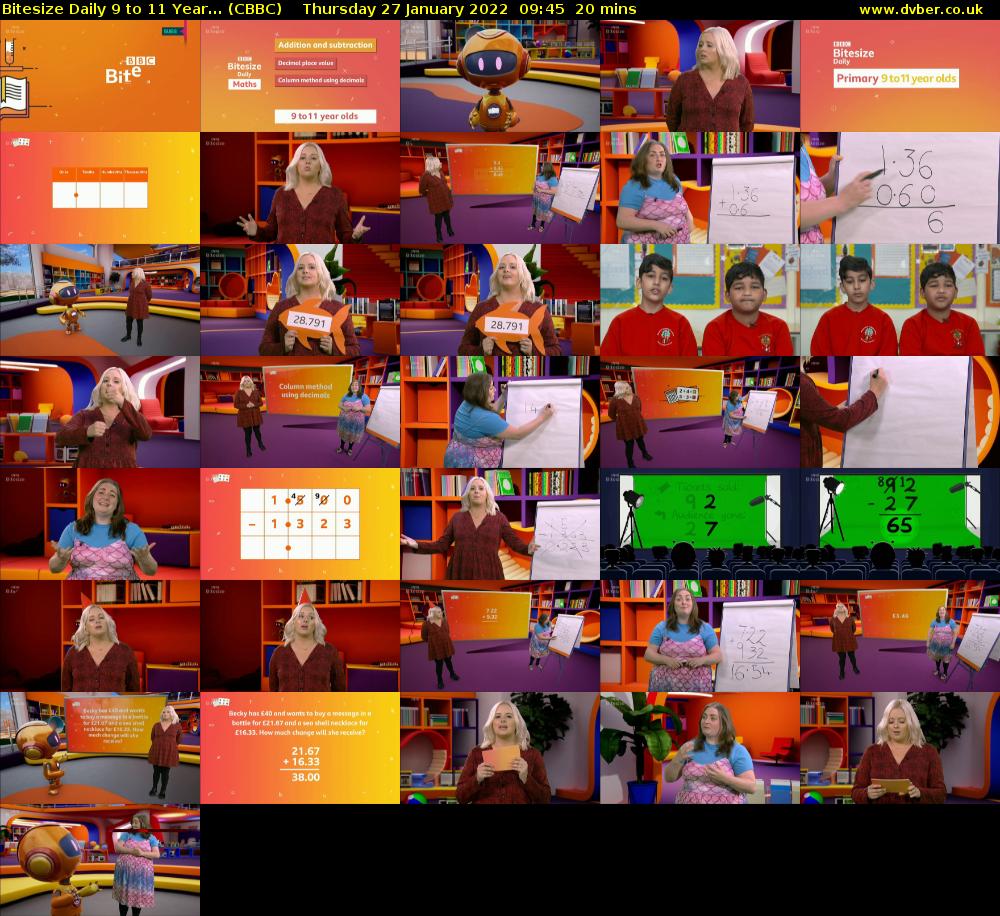 Bitesize Daily 9 to 11 year... (CBBC) Thursday 27 January 2022 09:45 - 10:05