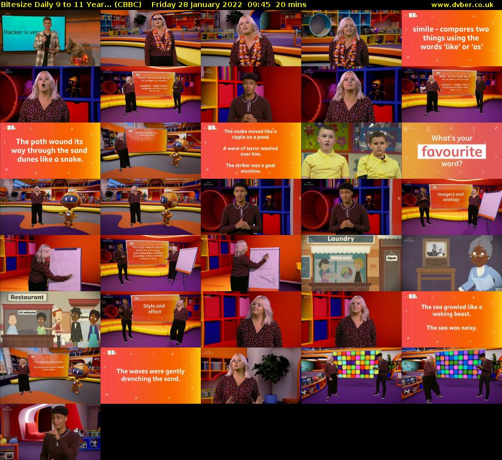 Bitesize Daily 9 to 11 year... (CBBC) Friday 28 January 2022 09:45 - 10:05