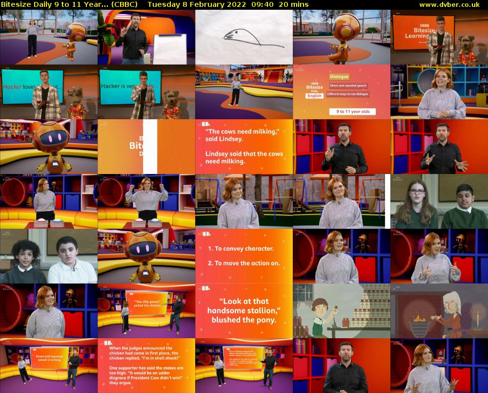 Bitesize Daily 9 to 11 year... (CBBC) Tuesday 8 February 2022 09:40 - 10:00
