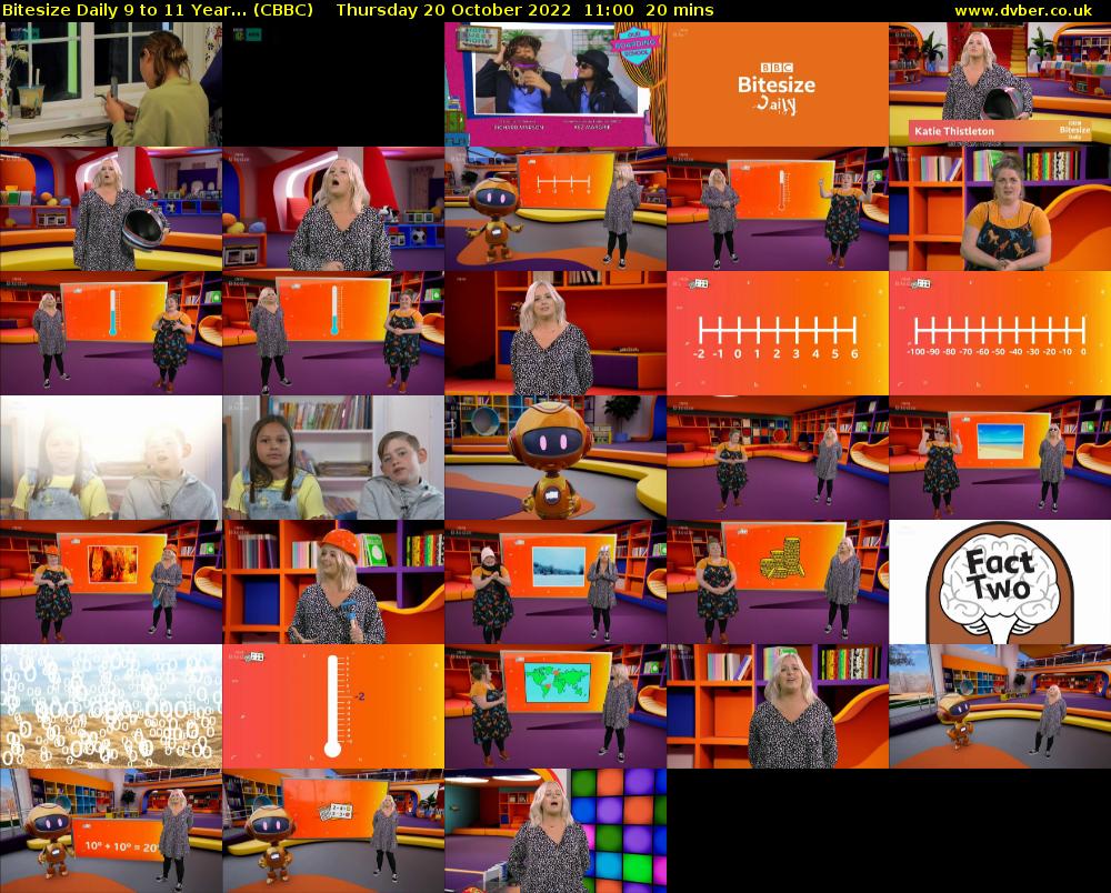 Bitesize Daily 9 to 11 year... (CBBC) Thursday 20 October 2022 11:00 - 11:20