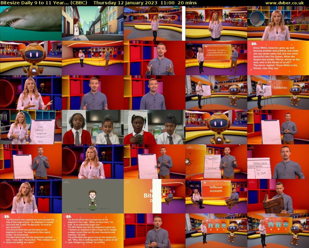 Bitesize Daily 9 to 11 year... (CBBC) Thursday 12 January 2023 11:00 - 11:20