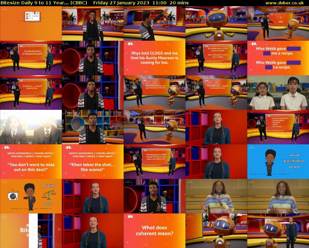 Bitesize Daily 9 to 11 year... (CBBC) Friday 27 January 2023 11:00 - 11:20