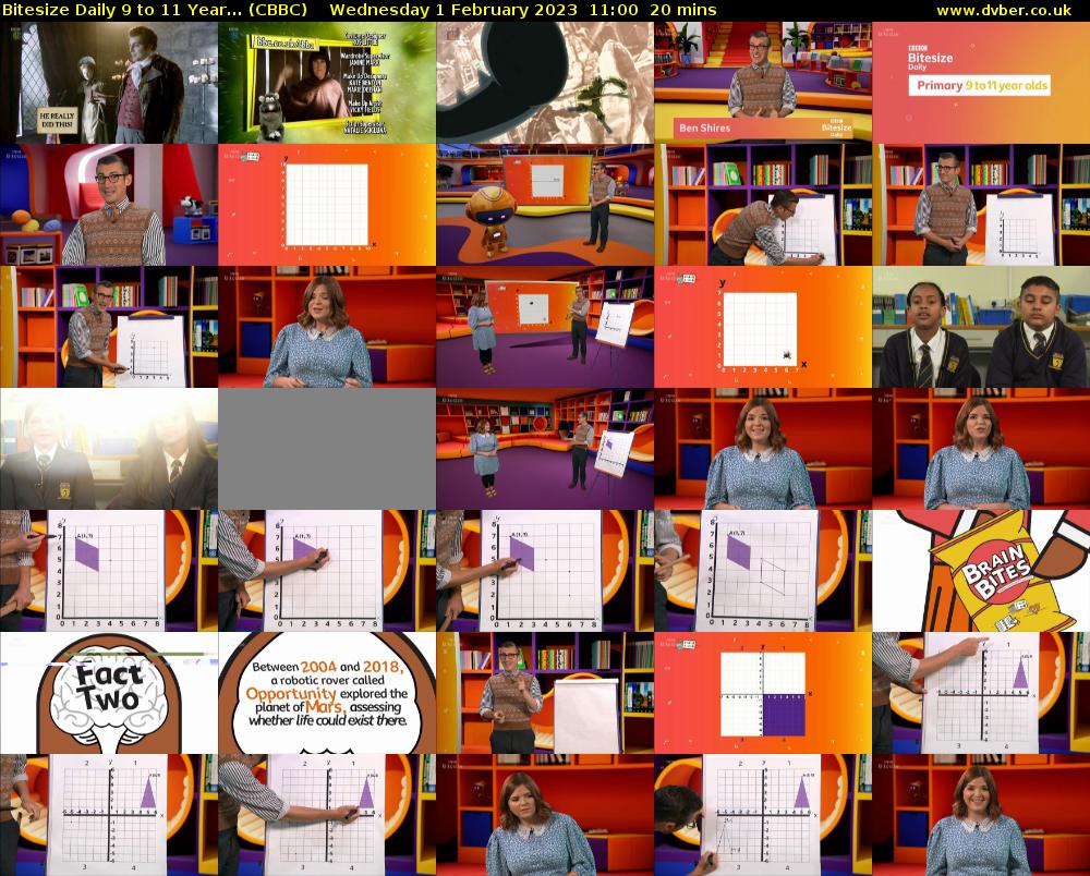 Bitesize Daily 9 to 11 year... (CBBC) Wednesday 1 February 2023 11:00 - 11:20