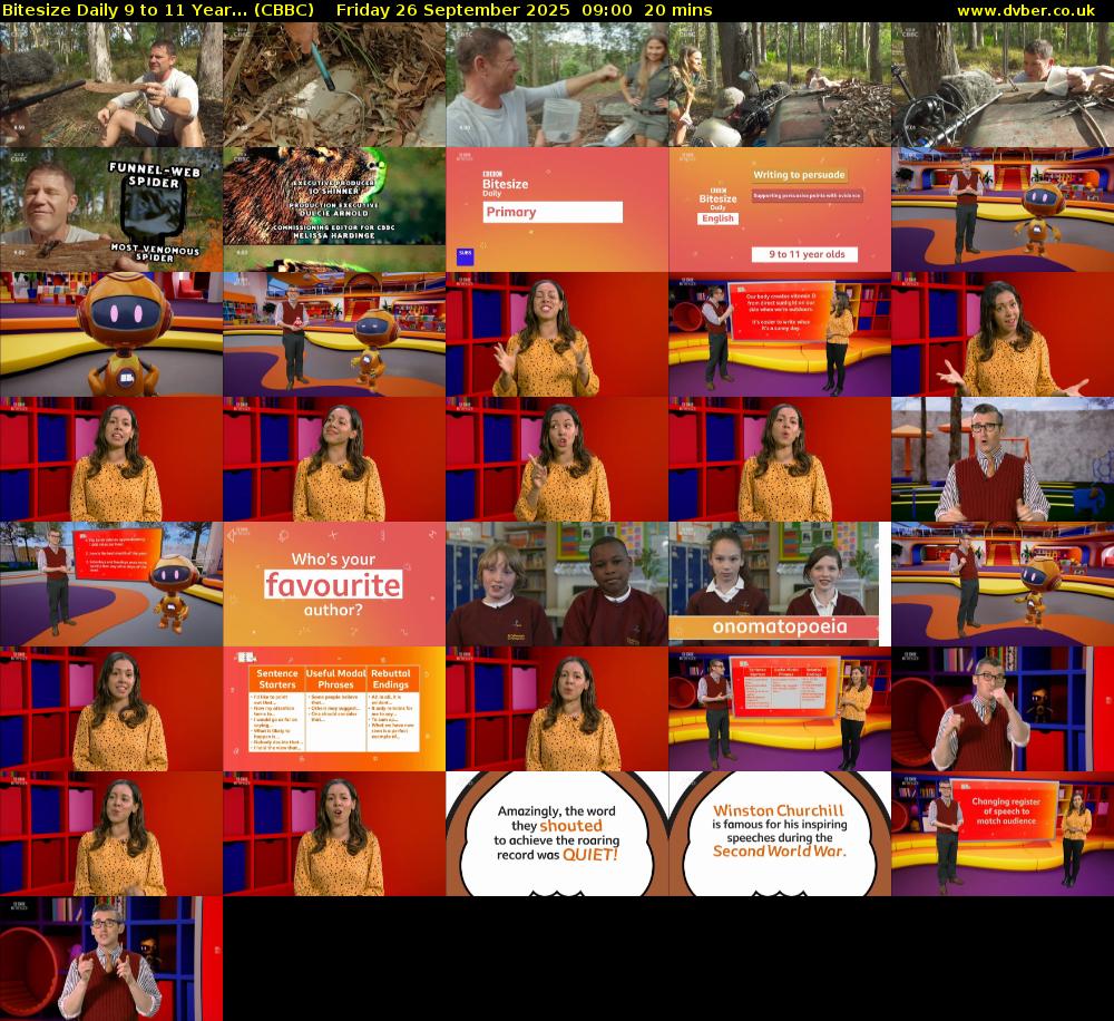 Bitesize Daily 9 to 11 year... (CBBC) Friday 26 September 2025 09:00 - 09:20