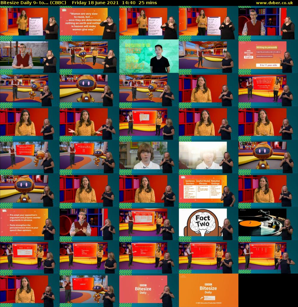 Bitesize Daily 9- to... (CBBC) Friday 18 June 2021 14:40 - 15:05