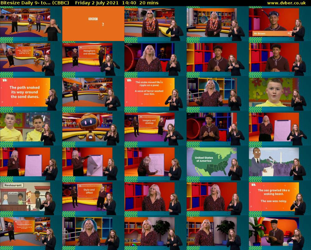 Bitesize Daily 9- to... (CBBC) Friday 2 July 2021 14:40 - 15:00