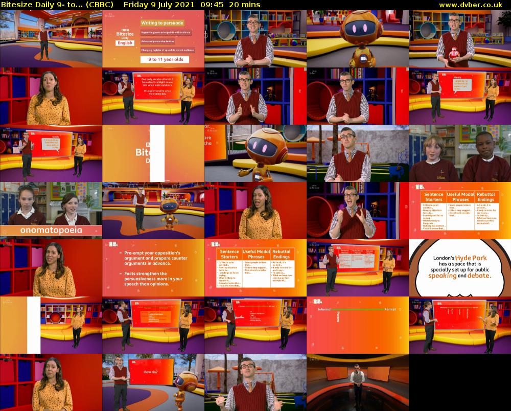 Bitesize Daily 9- to... (CBBC) Friday 9 July 2021 09:45 - 10:05