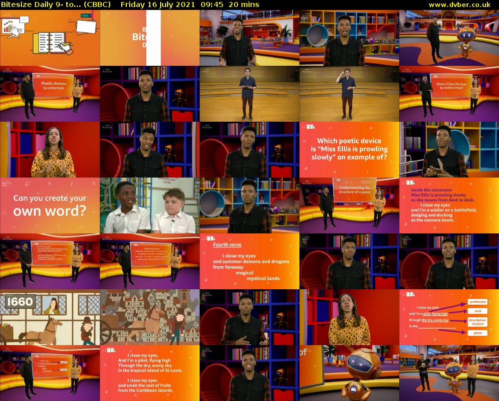 Bitesize Daily 9- to... (CBBC) Friday 16 July 2021 09:45 - 10:05