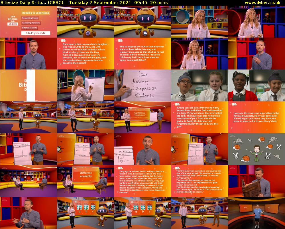 Bitesize Daily 9- to... (CBBC) Tuesday 7 September 2021 09:45 - 10:05