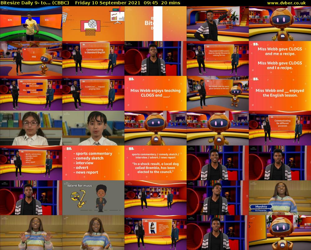 Bitesize Daily 9- to... (CBBC) Friday 10 September 2021 09:45 - 10:05