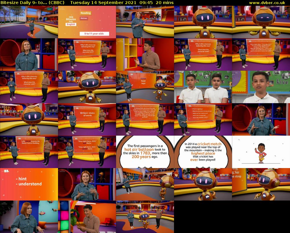 Bitesize Daily 9- to... (CBBC) Tuesday 14 September 2021 09:45 - 10:05