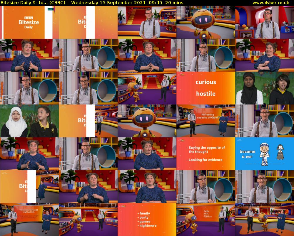 Bitesize Daily 9- to... (CBBC) Wednesday 15 September 2021 09:45 - 10:05