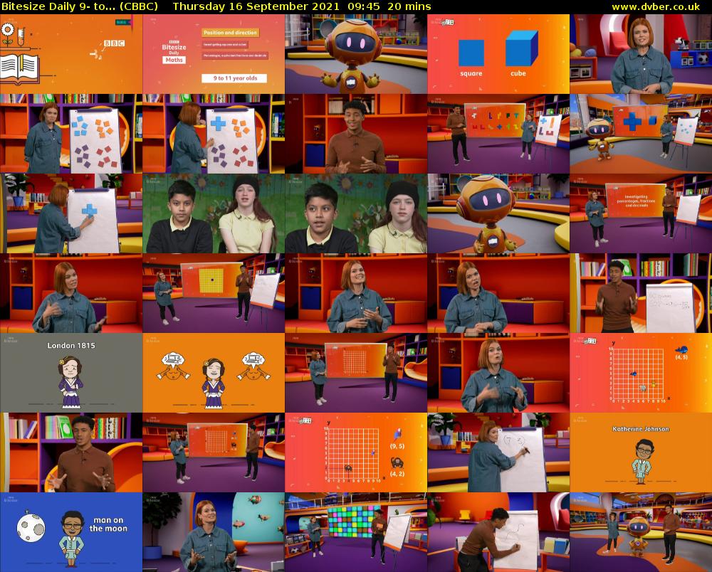 Bitesize Daily 9- to... (CBBC) Thursday 16 September 2021 09:45 - 10:05