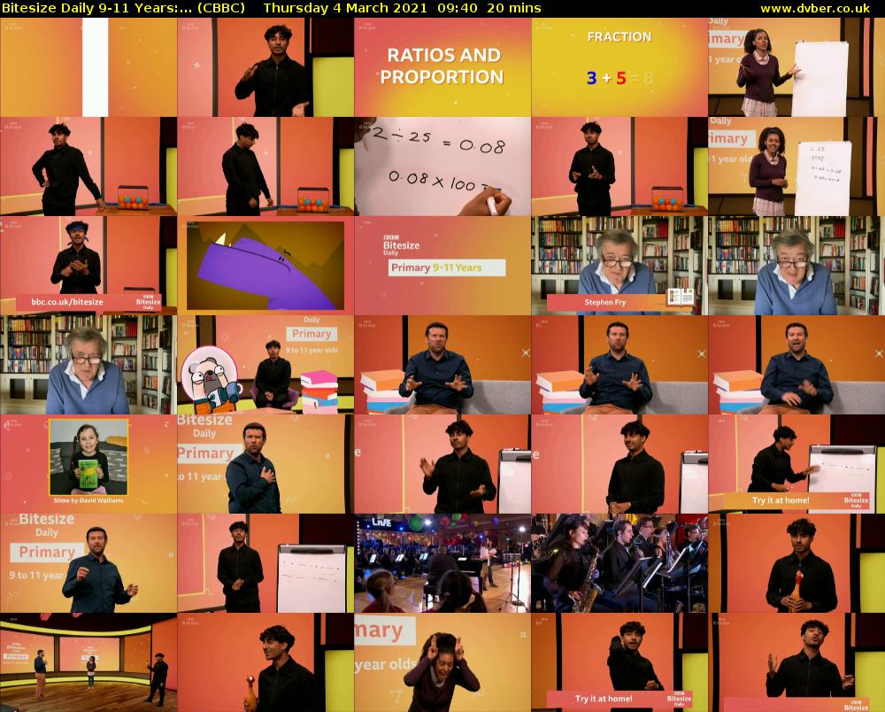 Bitesize Daily 9-11 years:... (CBBC) Thursday 4 March 2021 09:40 - 10:00
