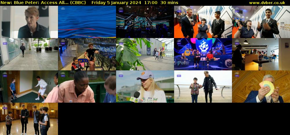 Blue Peter: Access All... (CBBC) Friday 5 January 2024 17:00 - 17:30