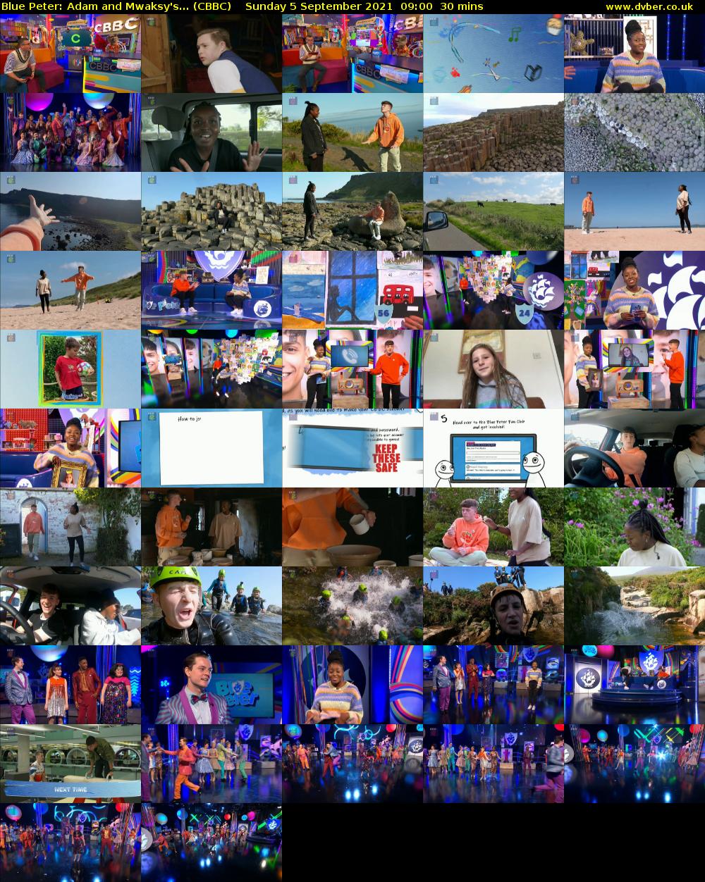 Blue Peter: Adam and Mwaksy's... (CBBC) Sunday 5 September 2021 09:00 - 09:30