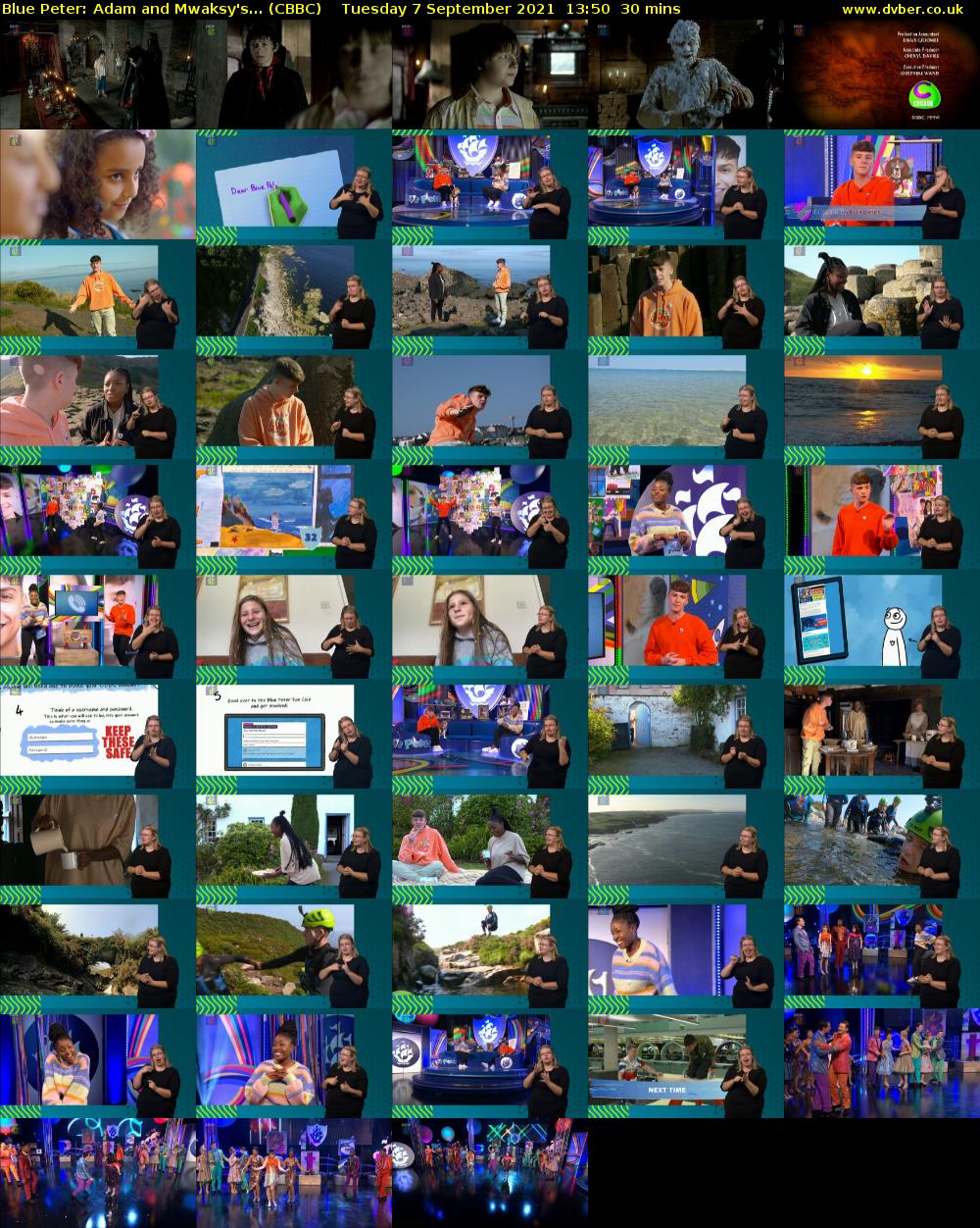 Blue Peter: Adam and Mwaksy's... (CBBC) Tuesday 7 September 2021 13:50 - 14:20