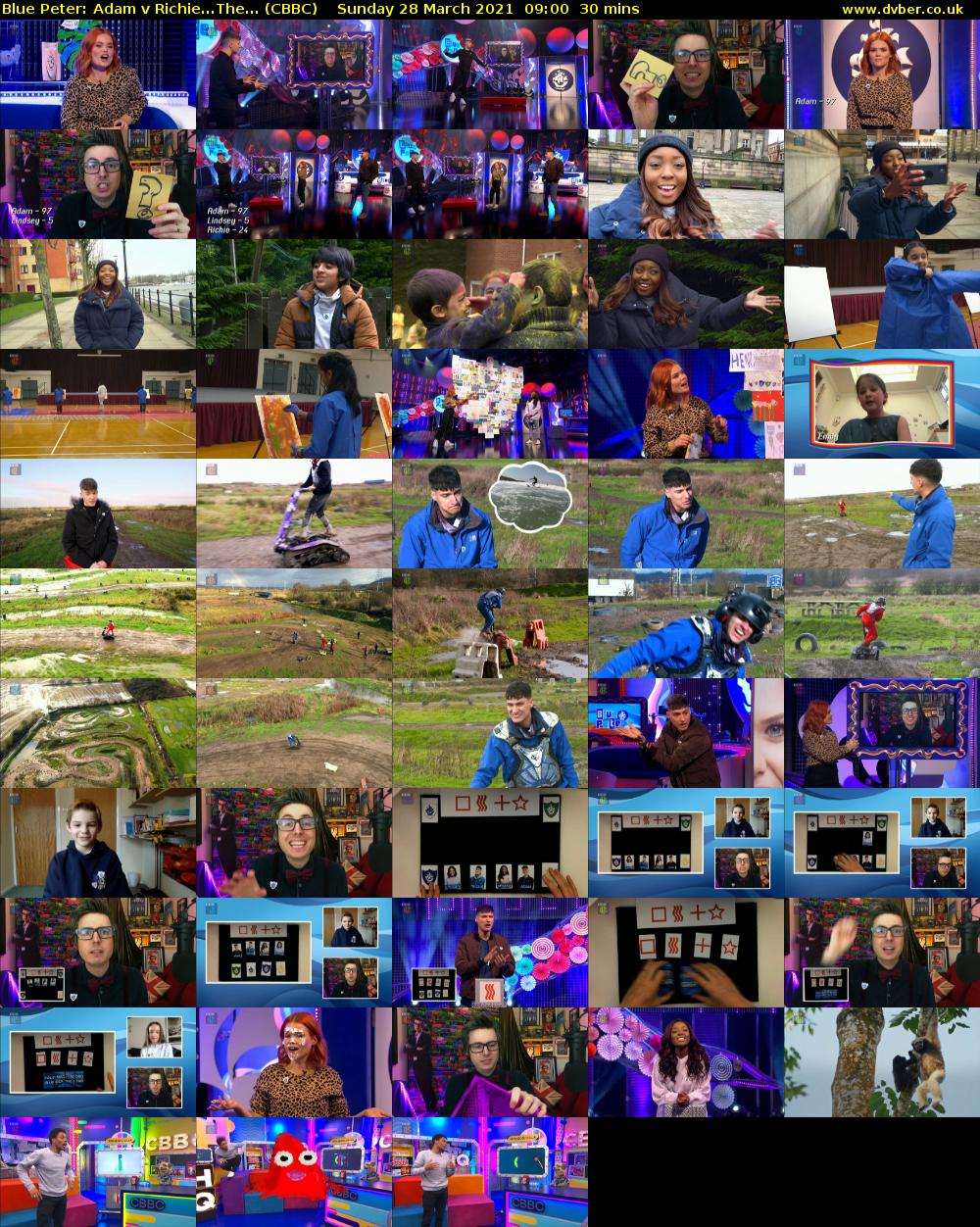 Blue Peter: Adam v Richie...The... (CBBC) Sunday 28 March 2021 09:00 - 09:30