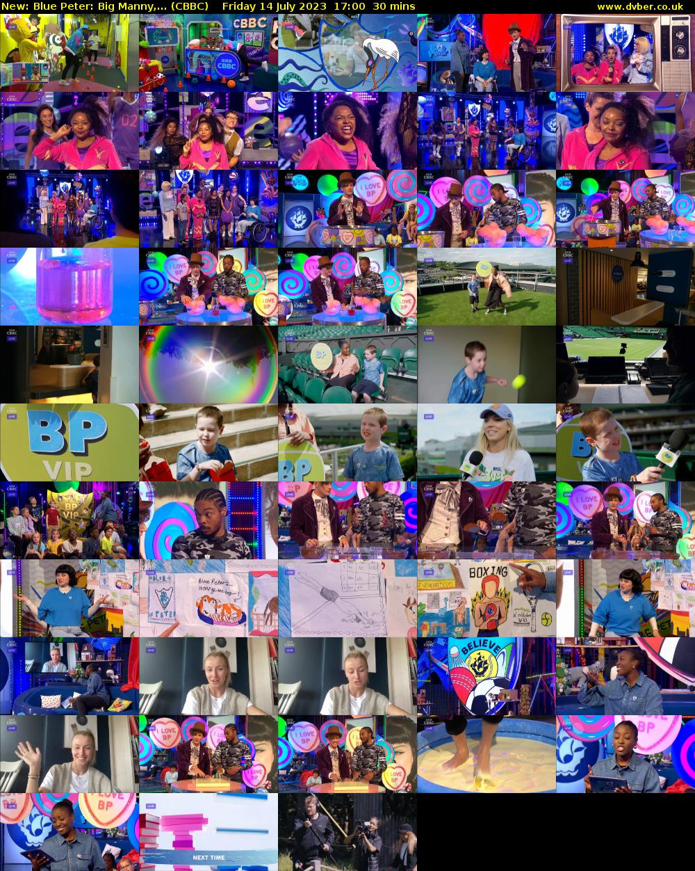 Blue Peter: Big Manny,... (CBBC) Friday 14 July 2023 17:00 - 17:30