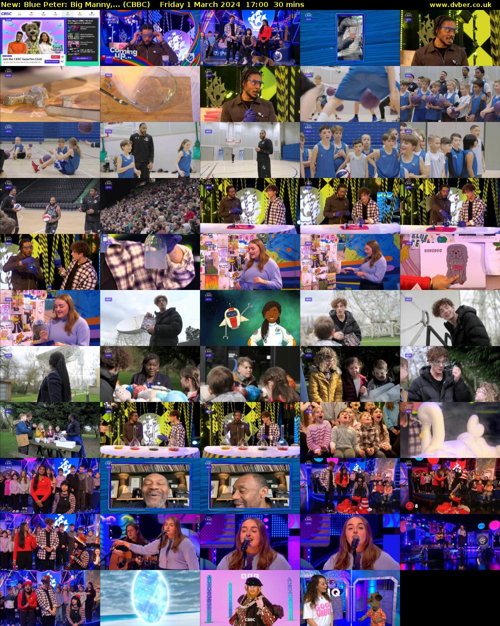 Blue Peter: Big Manny,... (CBBC) Friday 1 March 2024 17:00 - 17:30