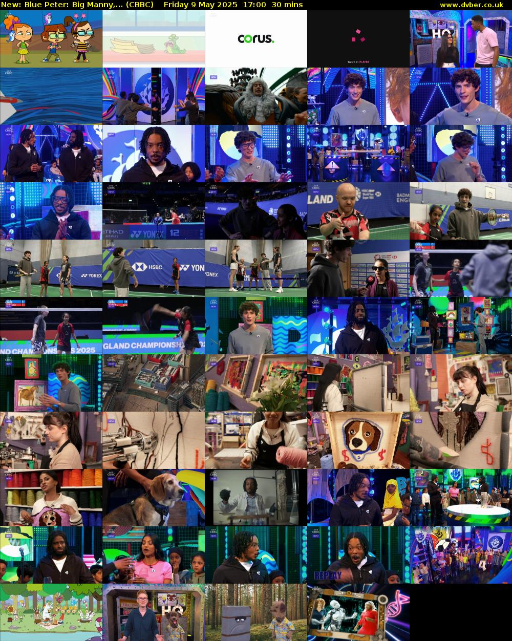 Blue Peter: Big Manny,... (CBBC) Friday 9 May 2025 17:00 - 17:30