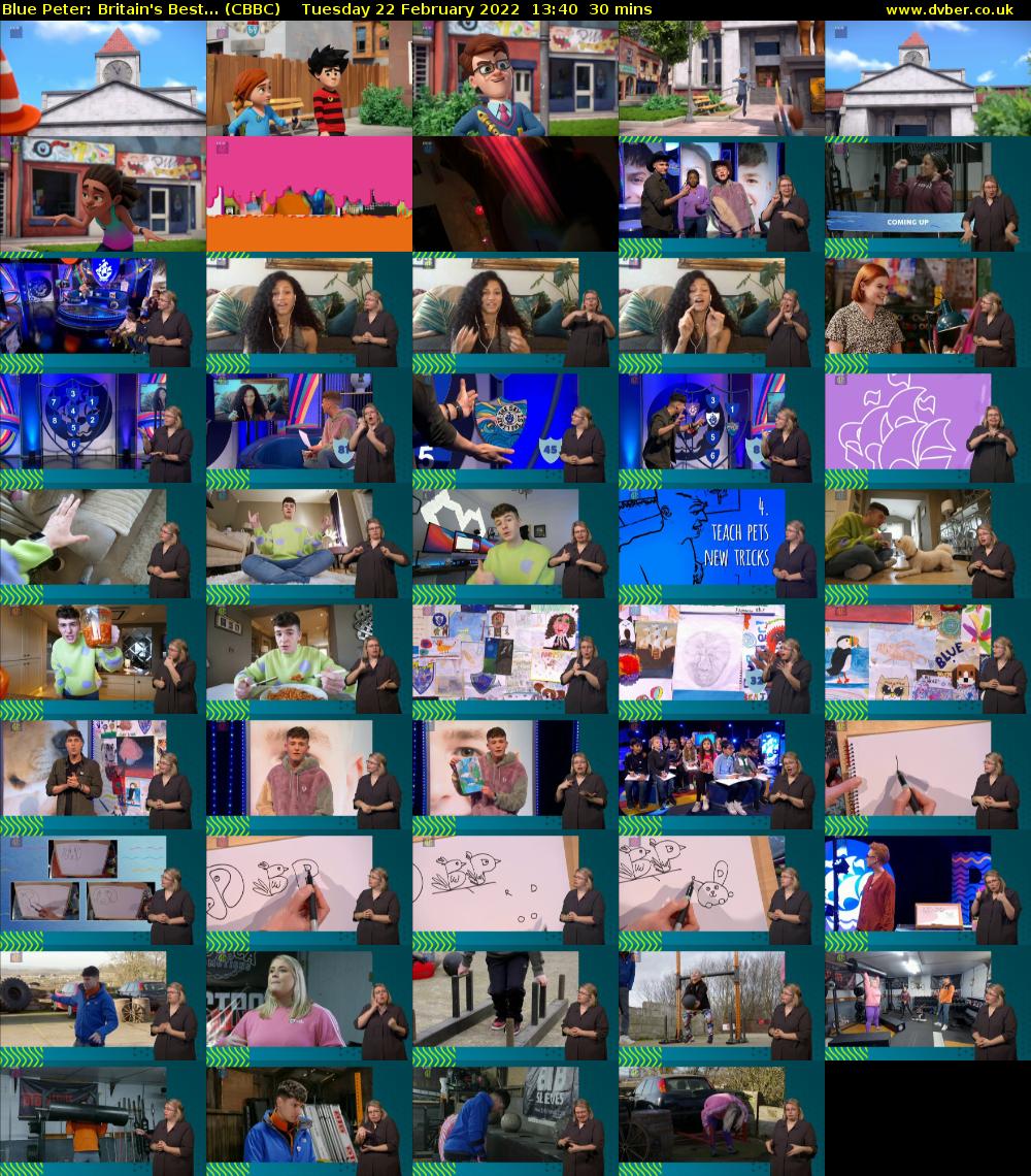 Blue Peter: Britain's Best... (CBBC) Tuesday 22 February 2022 13:40 - 14:10
