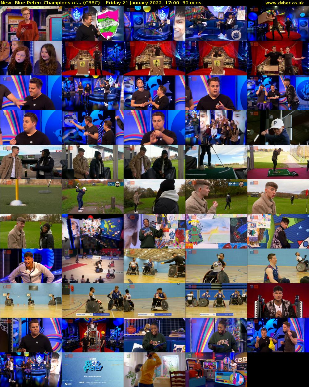 Blue Peter: Champions of... (CBBC) Friday 21 January 2022 17:00 - 17:30