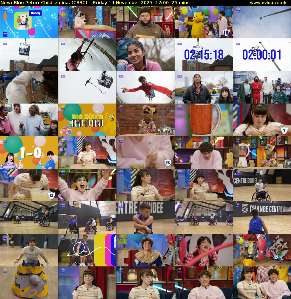 Blue Peter: Children in... (CBBC) Friday 14 November 2025 17:00 - 17:25