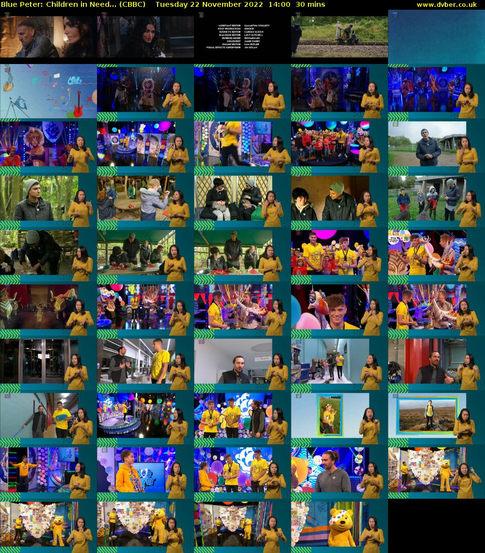 Blue Peter: Children in Need... (CBBC) Tuesday 22 November 2022 14:00 - 14:30