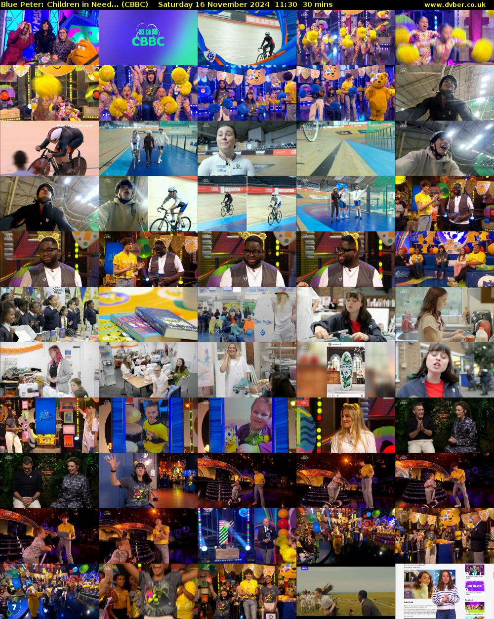 Blue Peter: Children in Need... (CBBC) Saturday 16 November 2024 11:30 - 12:00
