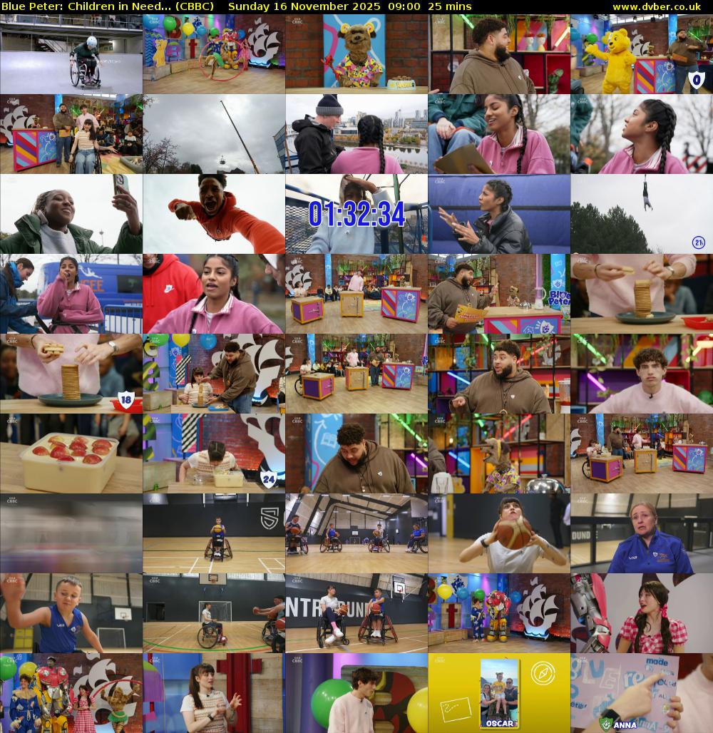 Blue Peter: Children in Need... (CBBC) Sunday 16 November 2025 09:00 - 09:25