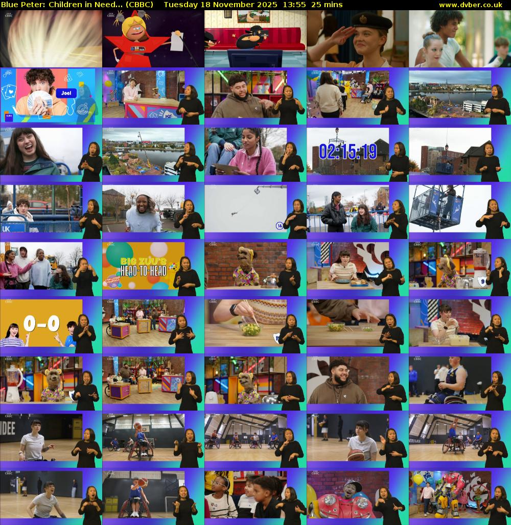 Blue Peter: Children in Need... (CBBC) Tuesday 18 November 2025 13:55 - 14:20