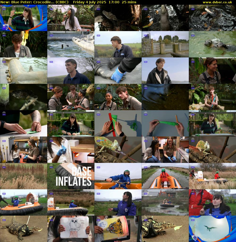 Blue Peter: Crocodile... (CBBC) Friday 4 July 2025 17:00 - 17:25