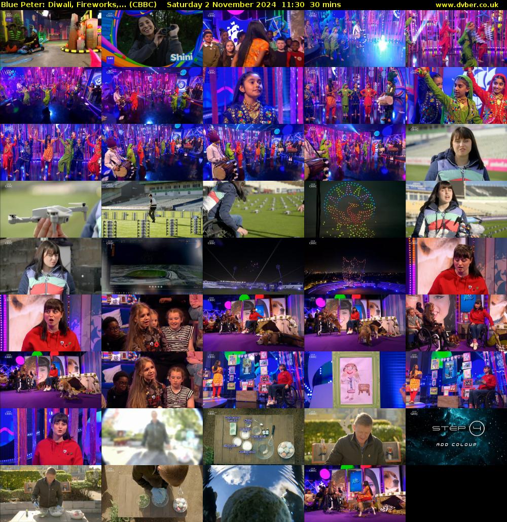 Blue Peter: Diwali, Fireworks,... (CBBC) Saturday 2 November 2024 11:30 - 12:00