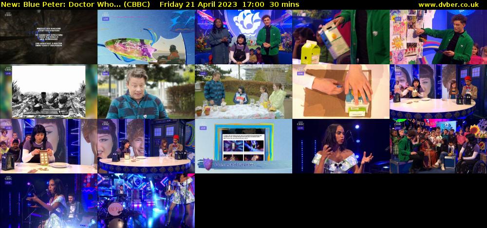 Blue Peter: Doctor Who... (CBBC) Friday 21 April 2023 17:00 - 17:30
