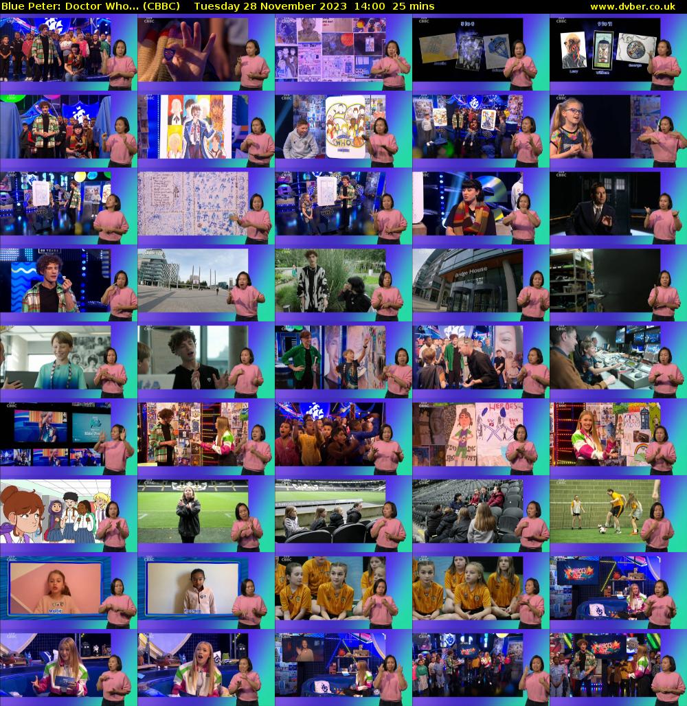 Blue Peter: Doctor Who... (CBBC) Tuesday 28 November 2023 14:00 - 14:25