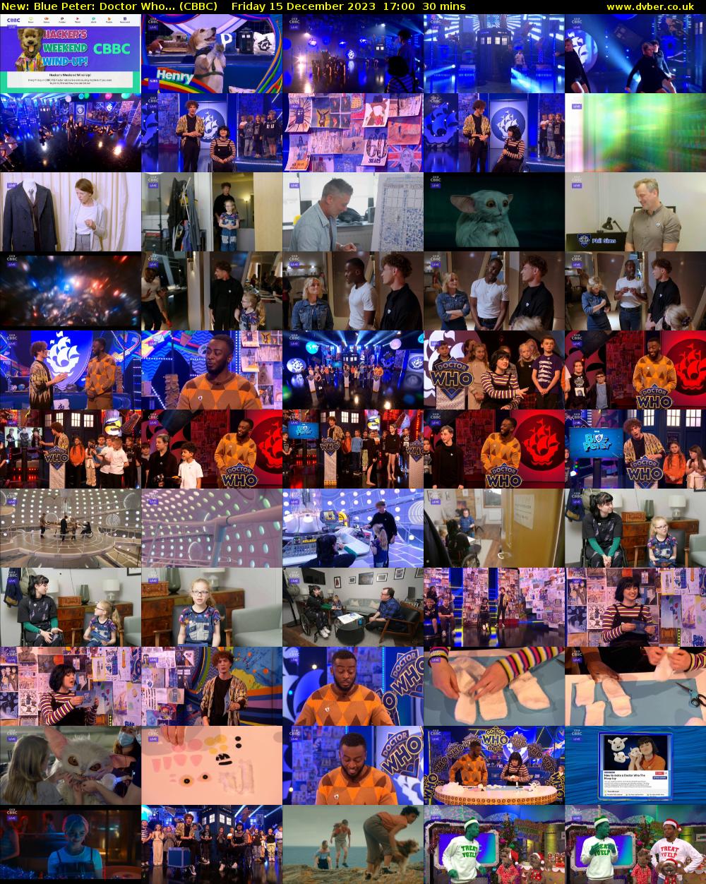 Blue Peter: Doctor Who... (CBBC) Friday 15 December 2023 17:00 - 17:30